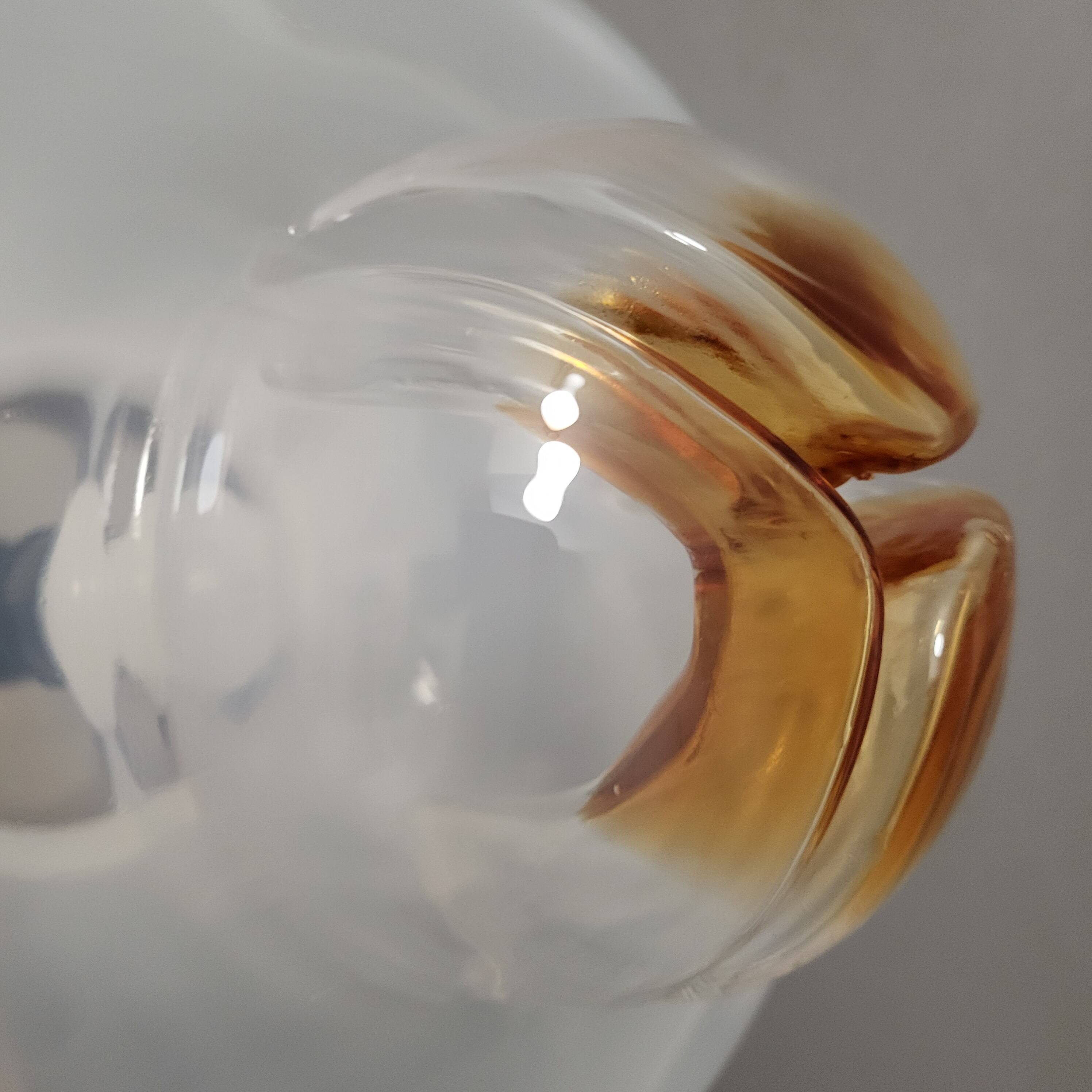Mazzega glass and chrome mushroom pendant light, Murano, 1960-70, space age