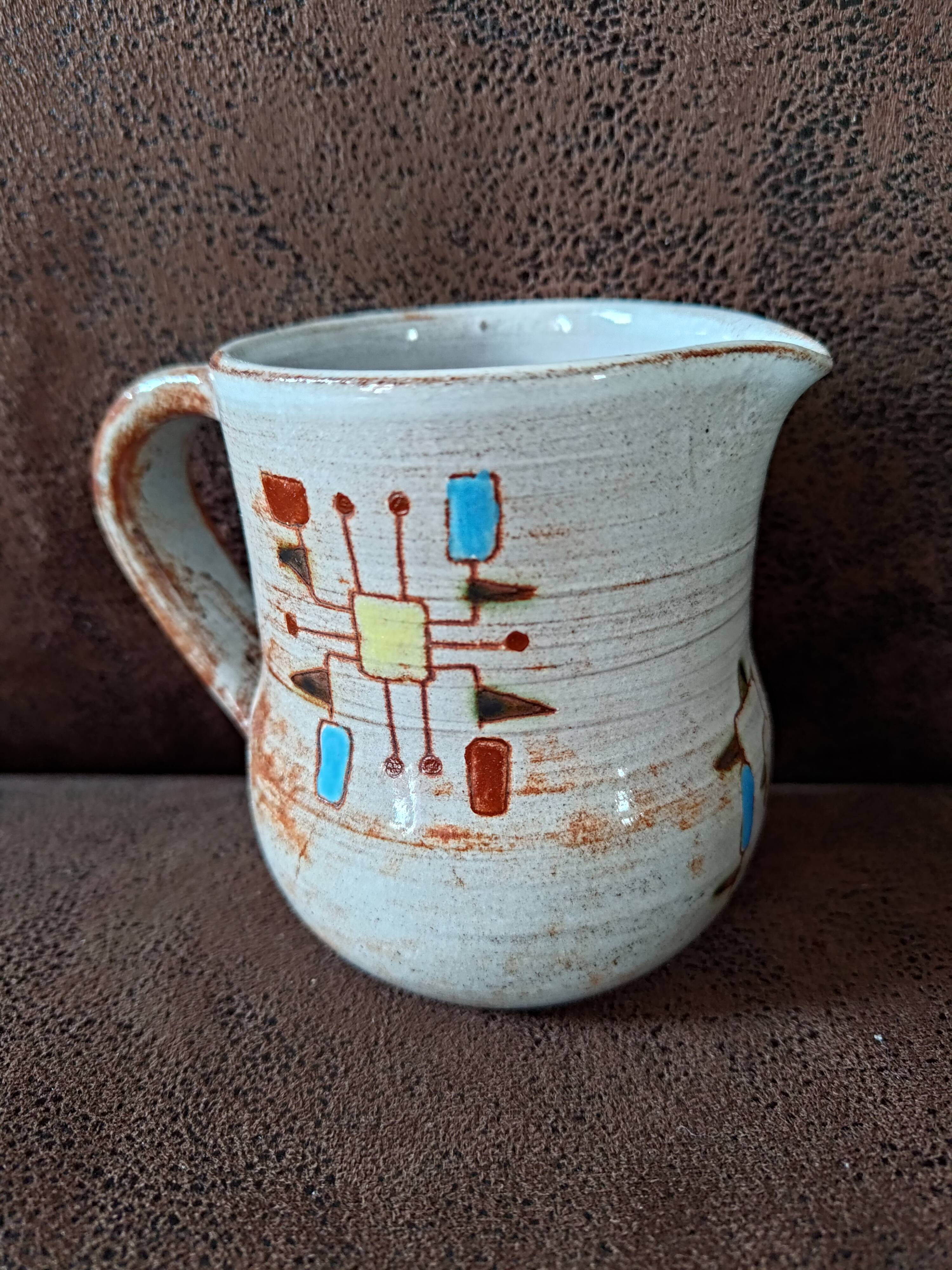 Jean Rivier glazed ceramic pitcher