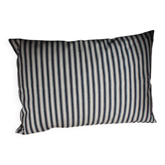 Coussin toile à matelas ancienne rayures marine