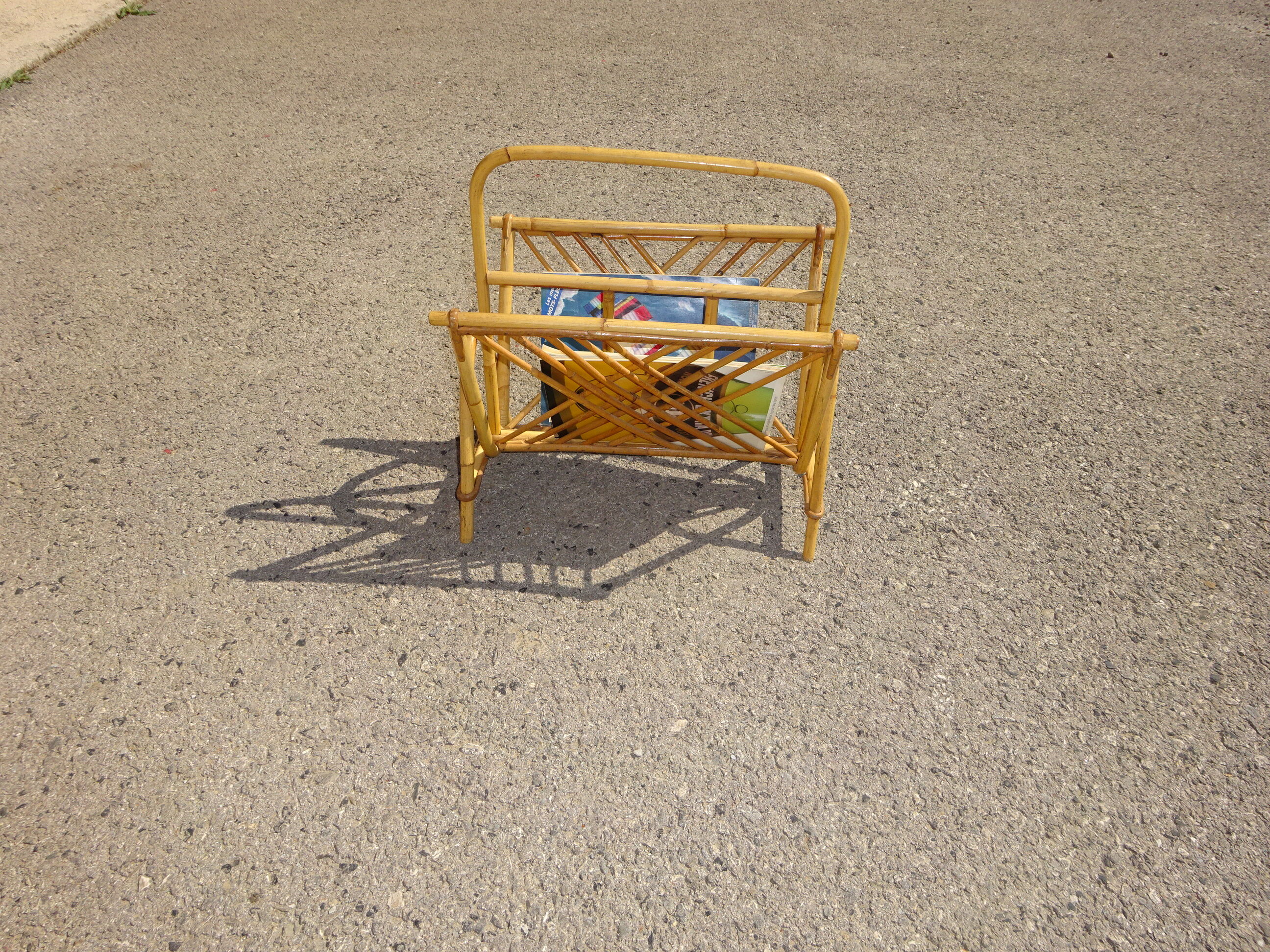 Vintage rattan magazine holder