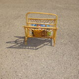 Vintage rattan magazine holder