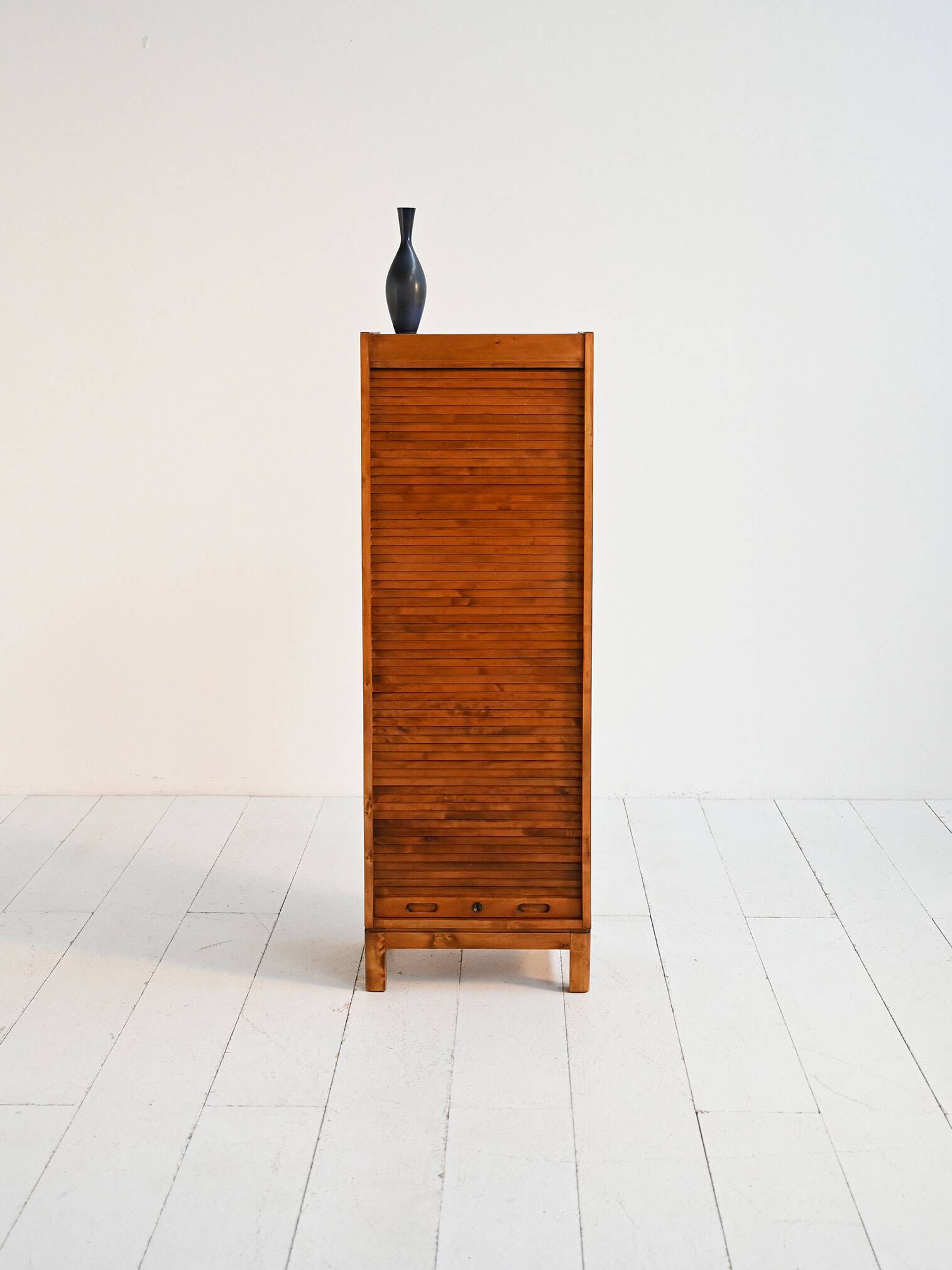 Birch tambour door cabinet, 1940s