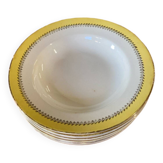 8 yellow and gold Biarritz soup plates