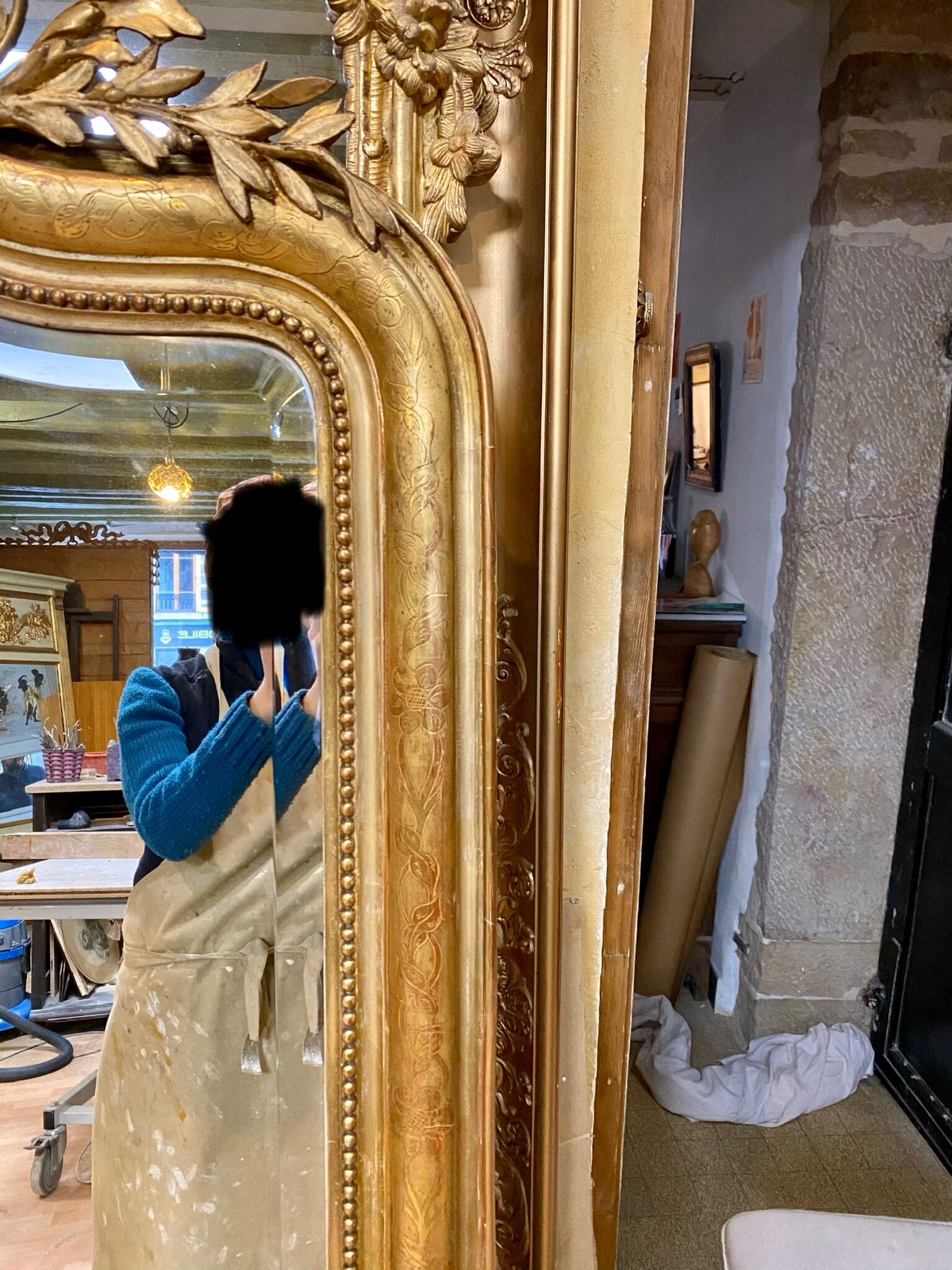 Golden mirror Napoleon III 190x113cm