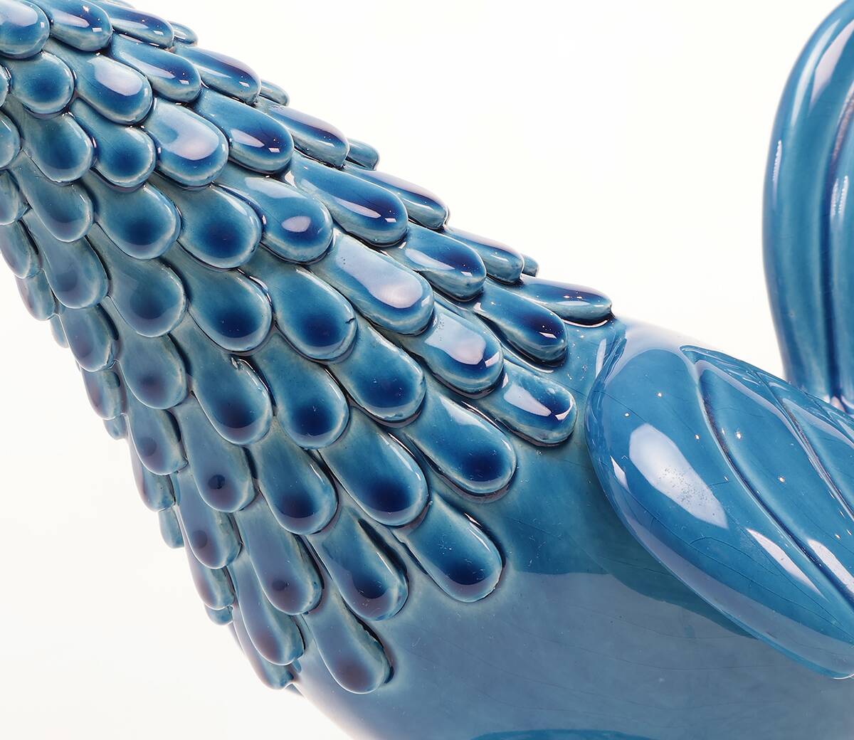 Vintage Italian Blue Ceramic Rooster, Behrend 1960s