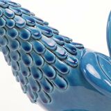 Vintage Italian Blue Ceramic Rooster, Behrend 1960s