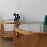 Round Tables with Glass Tops, Set of 3.