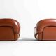 Rare pair of "Capriccio" lounge chairs in scrunched leather by Eurosalotto