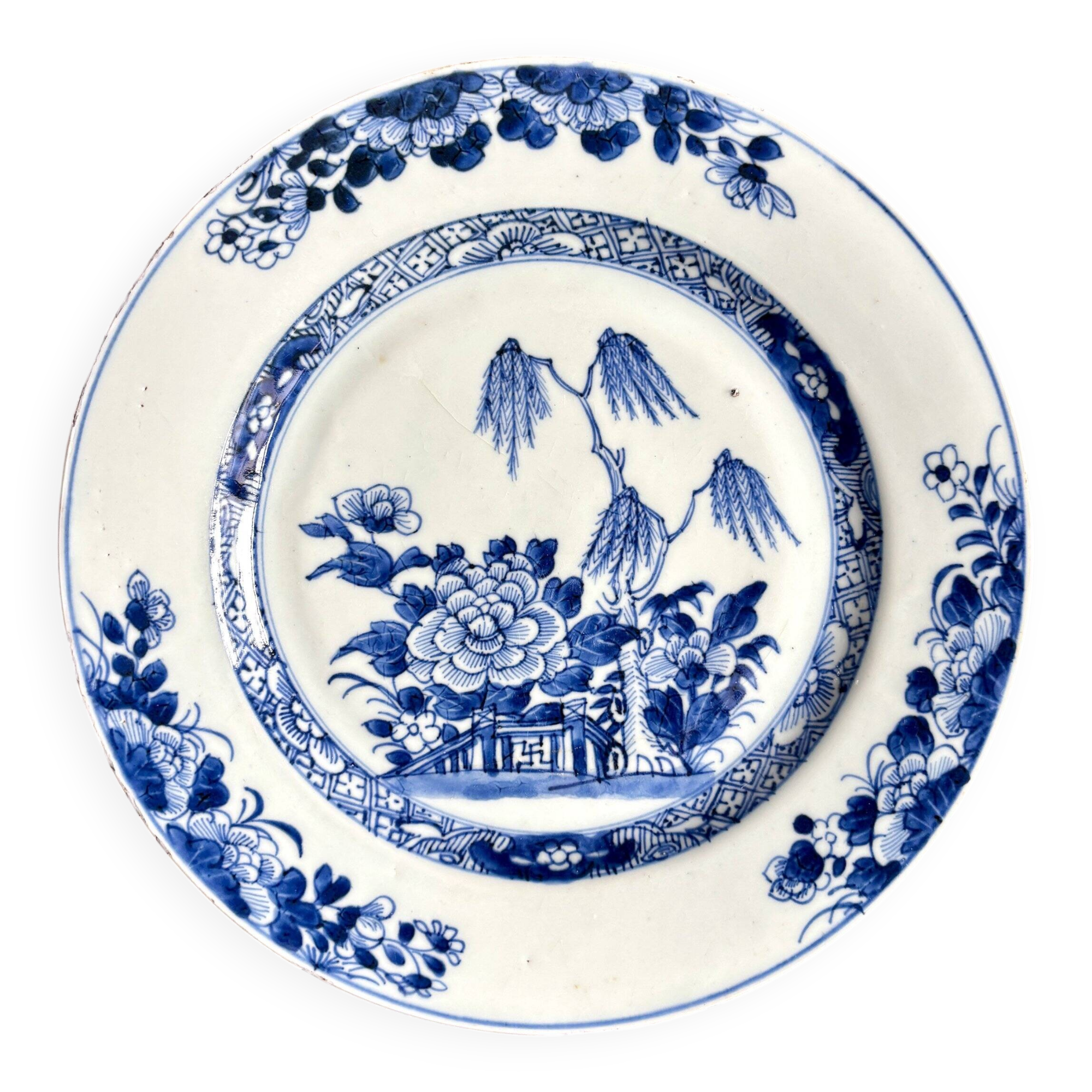 Compagnie des Indes hand-painted porcelain dinner plate, no. 2