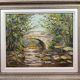 Oil on panel stone bridge river ST Tropez, st Maxime? signed A. Ada
