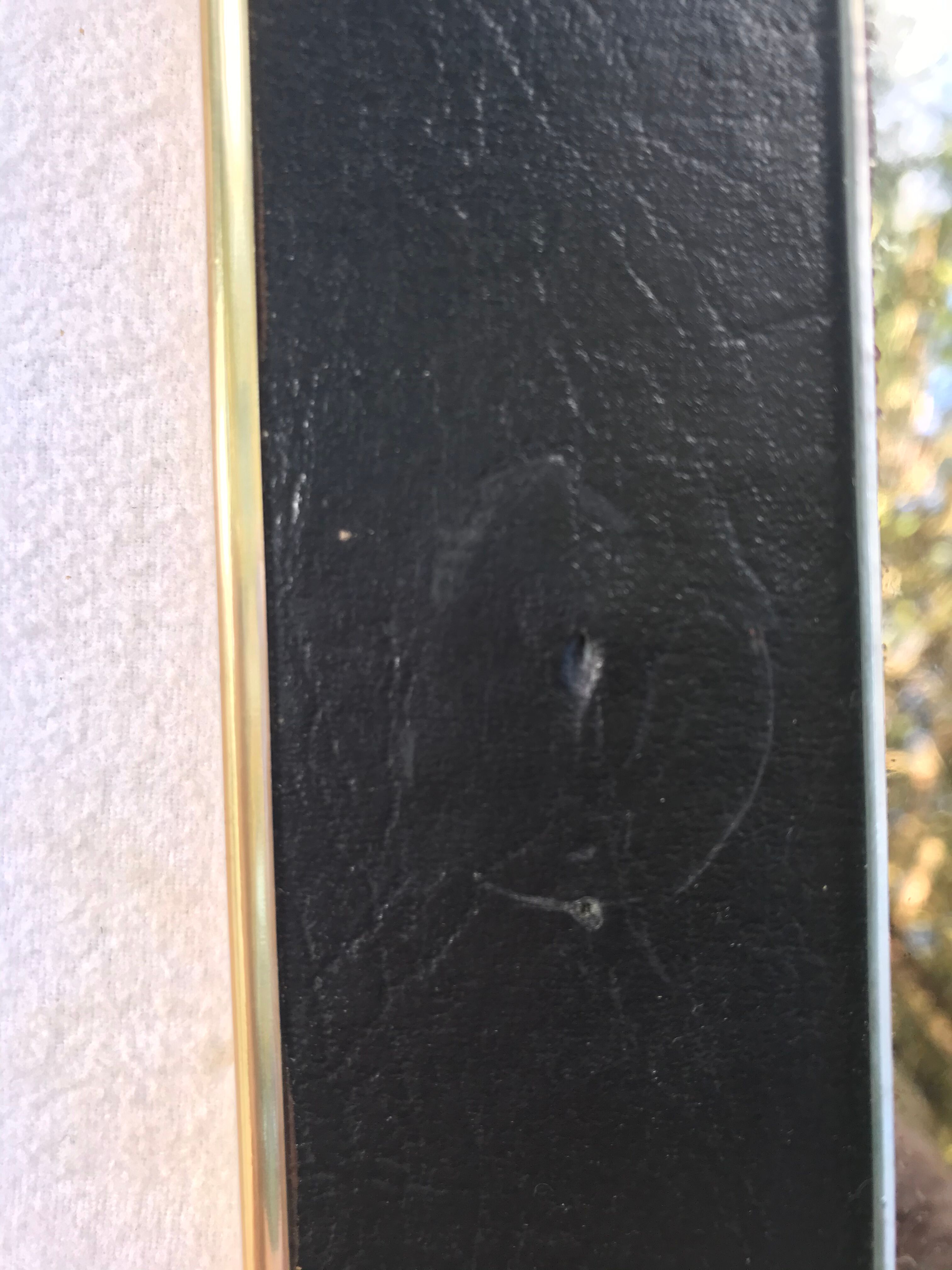Mirror on vintage black vynil from the 60s 34x62cm