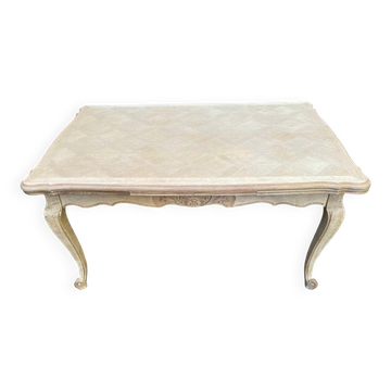 Table à manger Louis XV décapée en chêne massif parquet de Versailles 245cm
