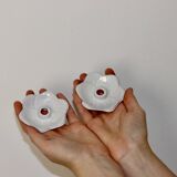 Pair of Swedish ceramic candlesticks from the mid-century by Bo Fajans.