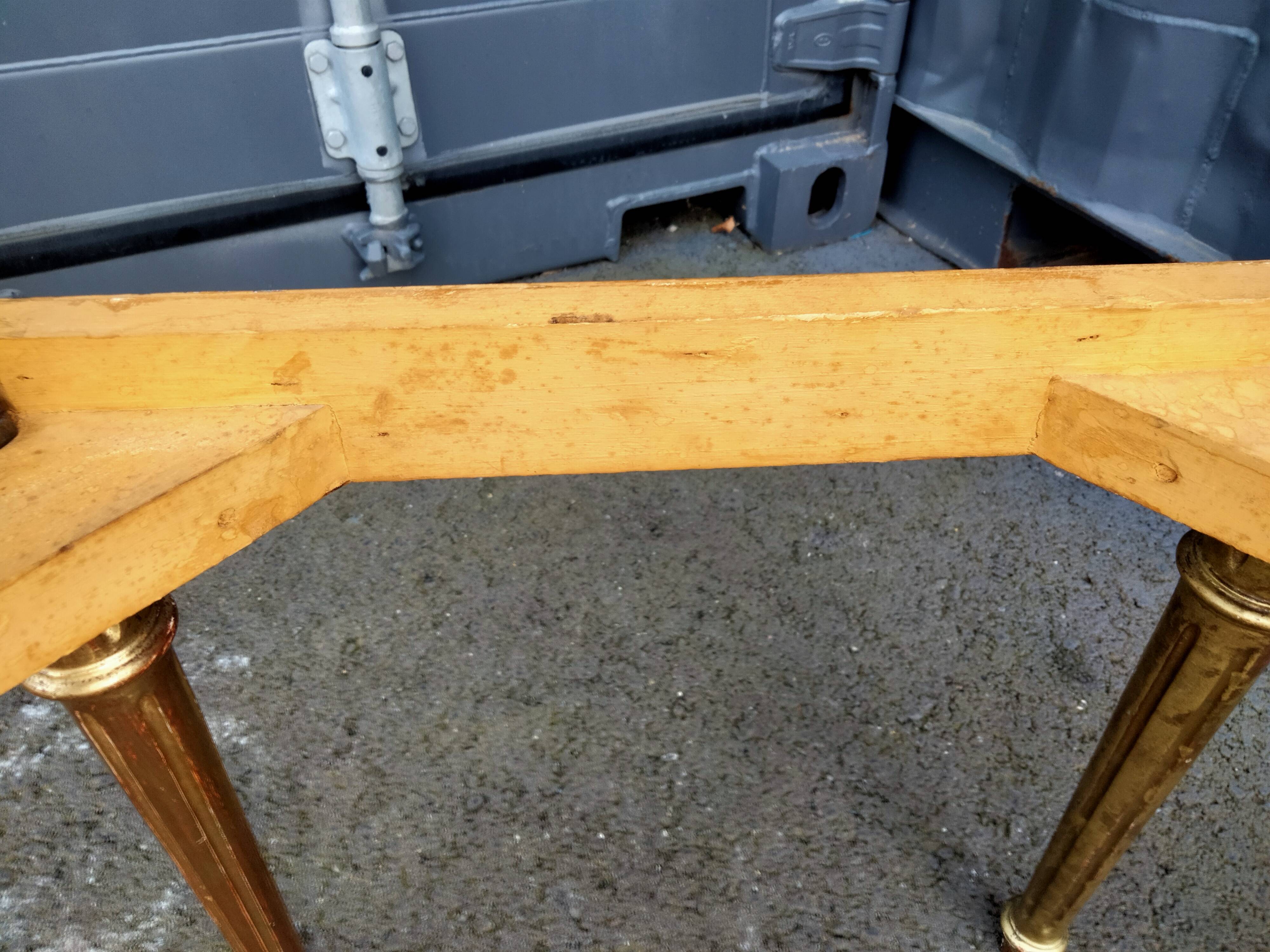 Coffee table gilded wood old marble top side table