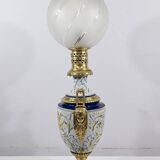 Lampe à pétrole en faïence, époque Napoléon III, milieu XIXème