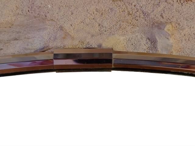 Oval art deco mirror with vintage chrome frame from the 70s