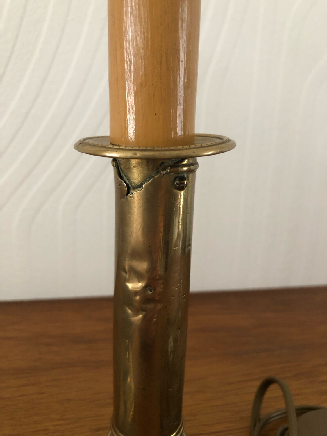 2 old brass candlestick lamp bases