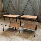 Pair of Raoul Guys Wicker Magazine Racks Circa 195