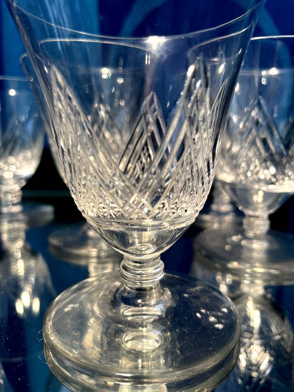 SET OF 7 ST LOUIS CRYSTAL LIQUEUR GLASSES ART DECO VOSGES MODEL