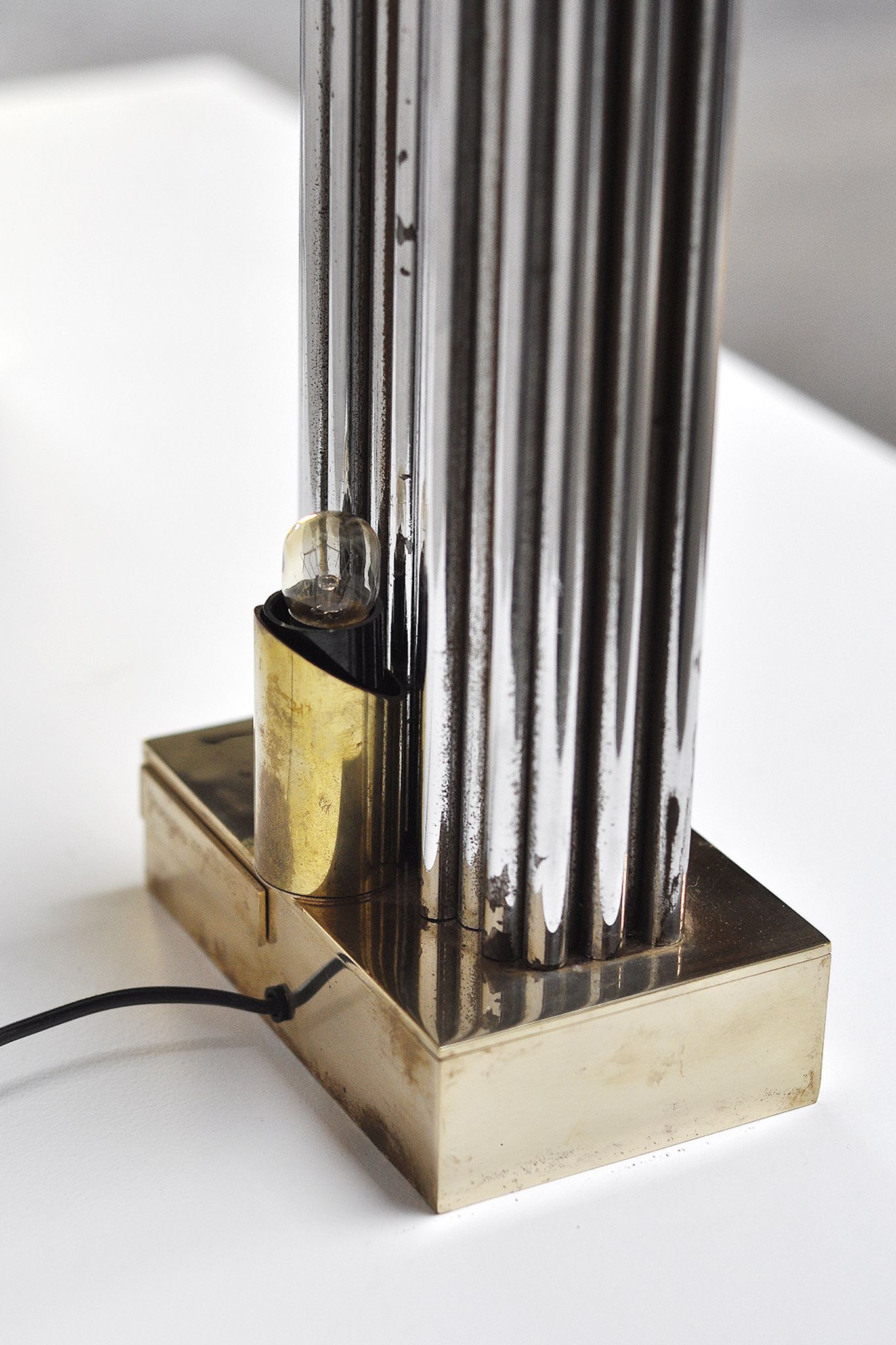Pair of Brass & Metal Sculptural Lamps by Georges Mathias, Belgium 1970s