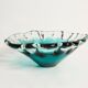 Blue aqua crystal glass bowl, mid-century, Italy, 1970s.