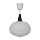 Scandinavian teak and opaline suspension, 1960 Denmark