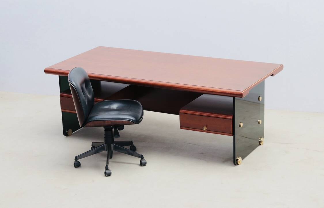 Mid-century modern glass desk, Italy 1960s