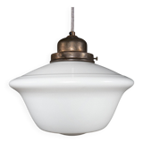 English Edwardian Opaline Glass School / Chapel Pendant Lamp