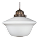 English Edwardian Opaline Glass School / Chapel Pendant Lamp