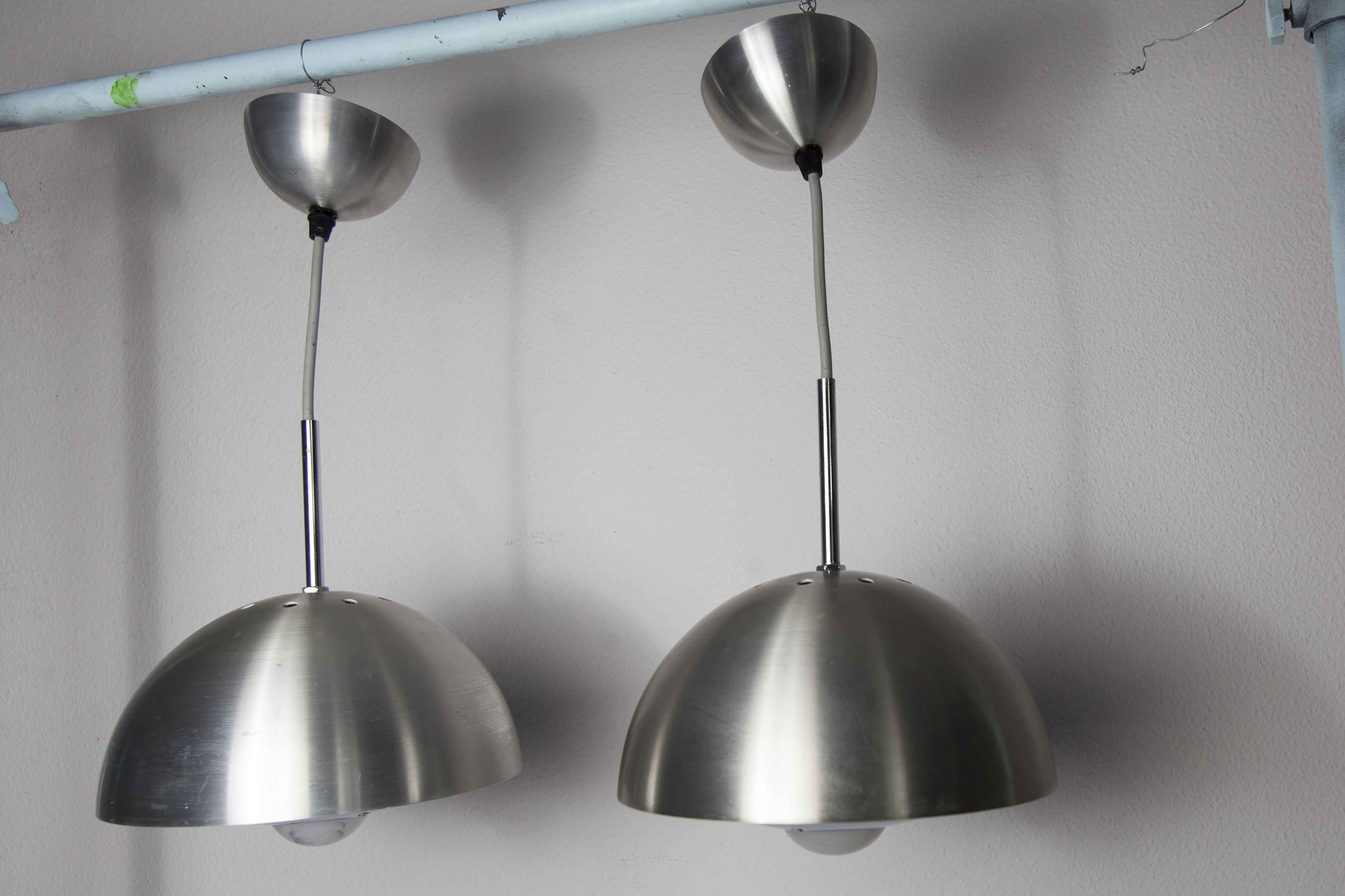 Pair of hanging lamps Jean Gandelin 1970