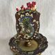 Bougeoir et porte allumettes en bronze et émaux cloisonnés XIXe