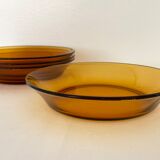Lot of 4 Duralex amber soup plates