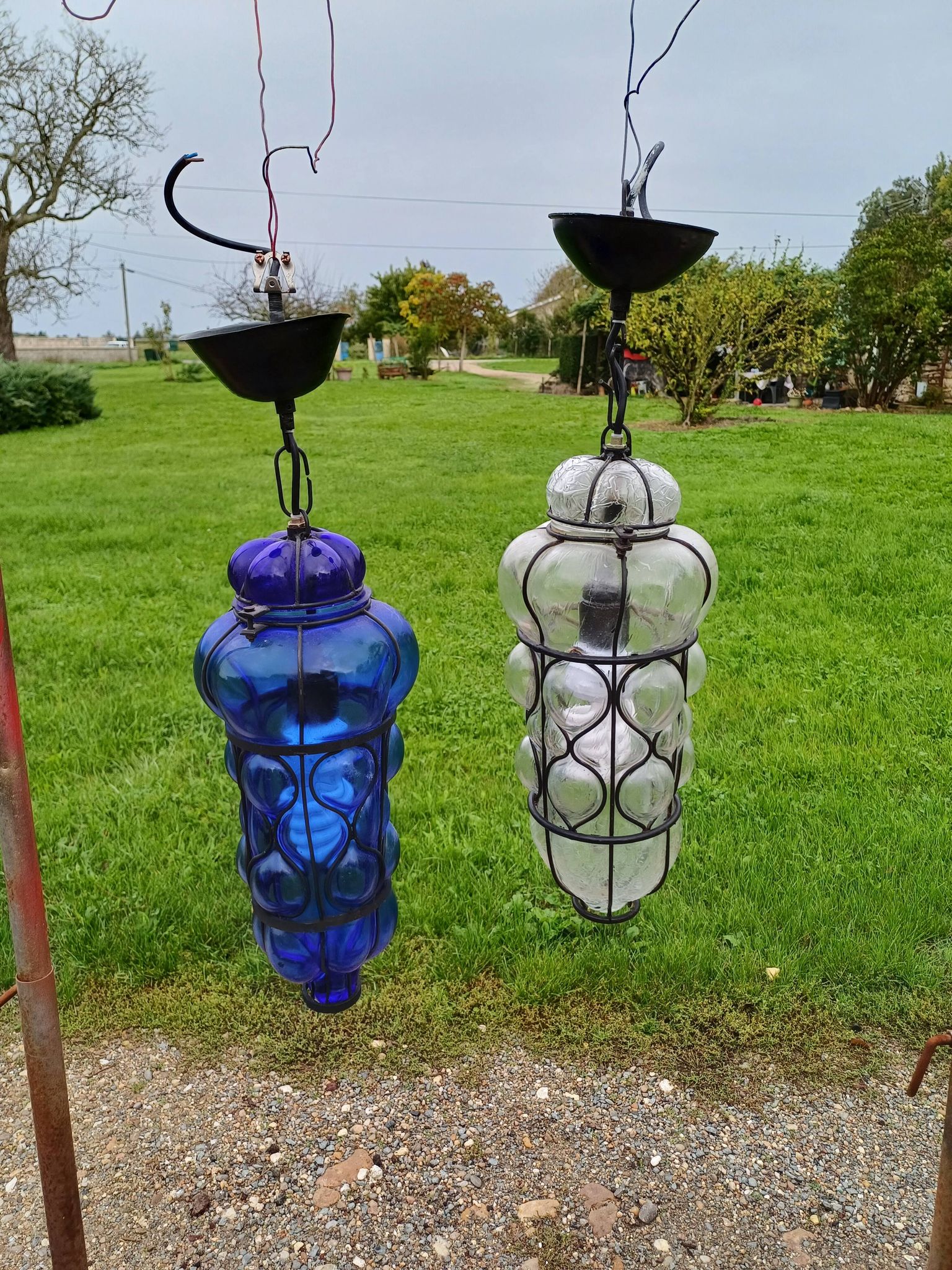 Pair of Blown Glass Suspensions
