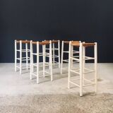 Rustic Handcrafted High Stools, France, 1940s, Set of 5