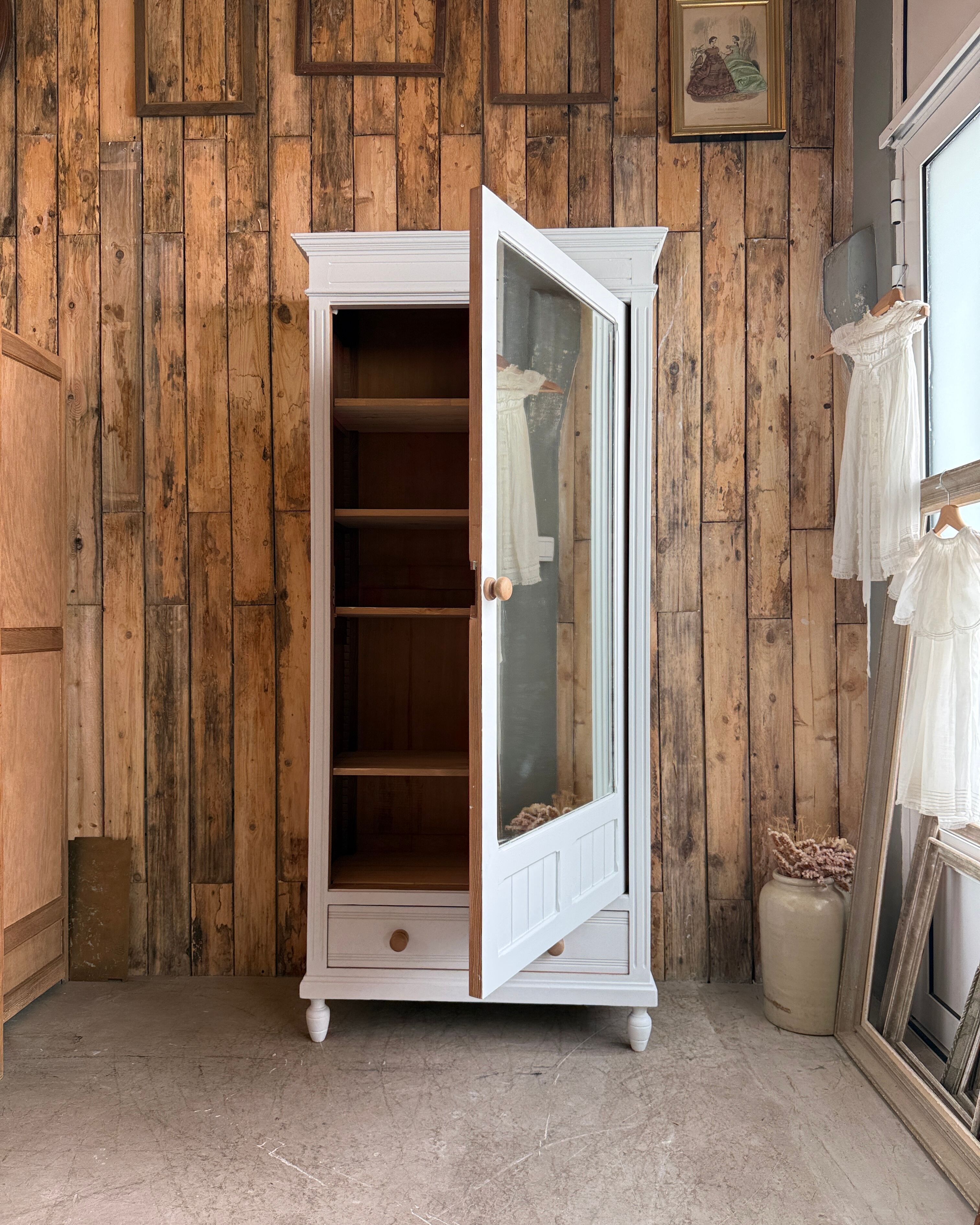 Antique white mirrored wardrobe (renovated)