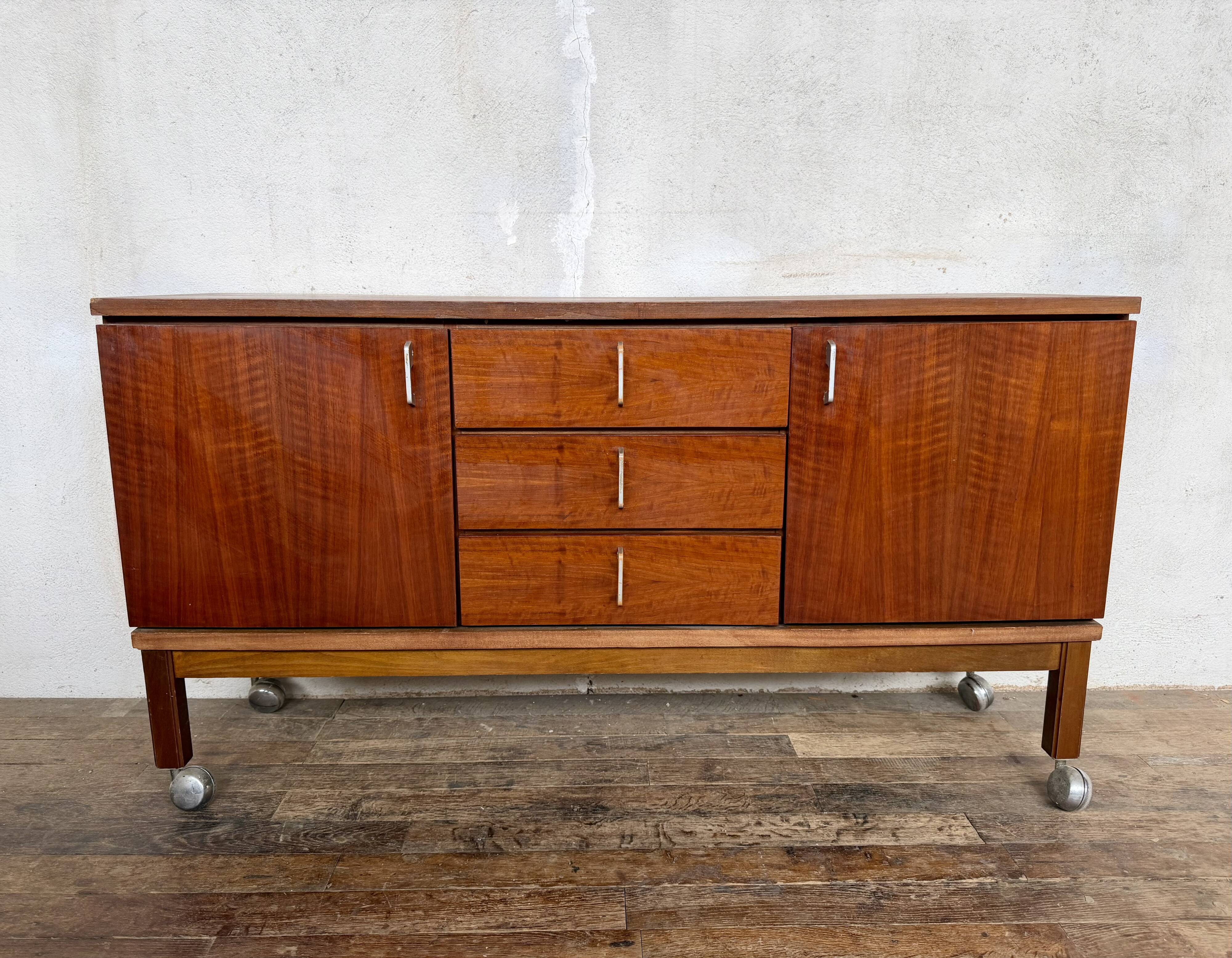 ✨ Vintage wooden sideboard – 3 drawers, 2 doors – Retro furniture ✨