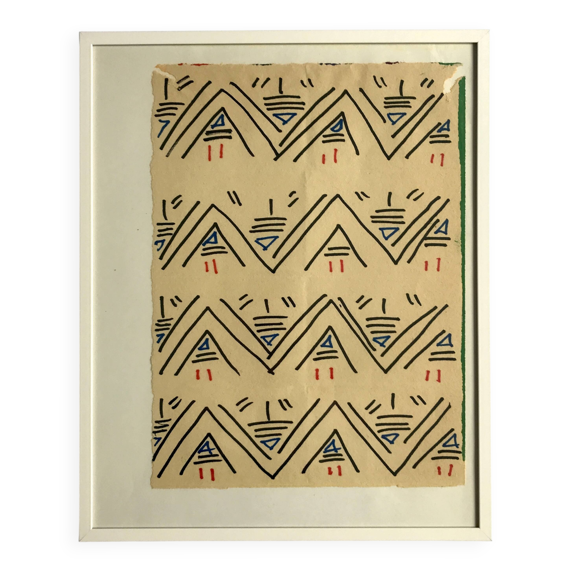 Elie dayan, untitled (abstract composition 6). felt pen on paper