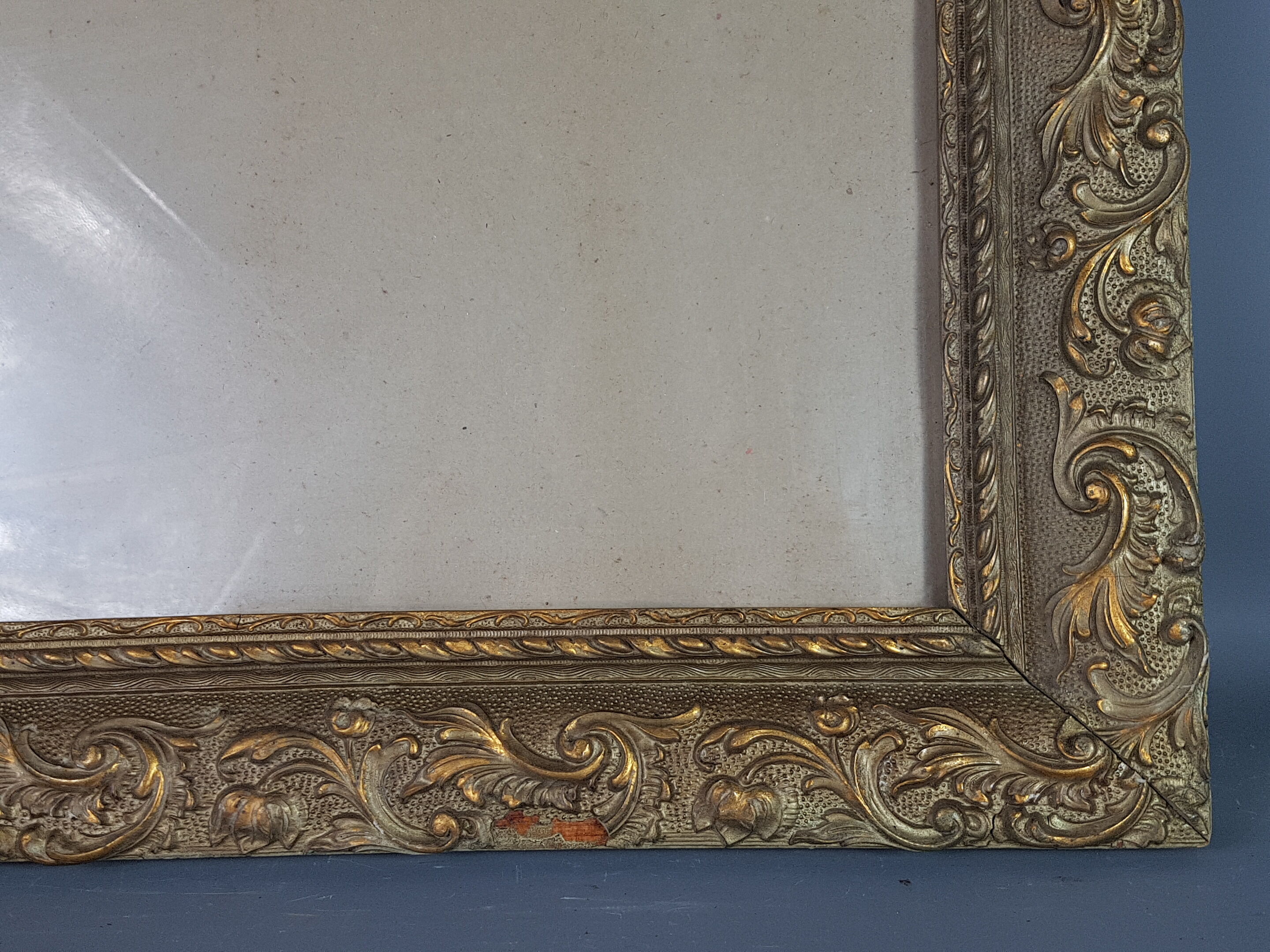 Old wood frame - gilded stucco - glass 61x51 cm leaf 50.5x40 cm SB 113