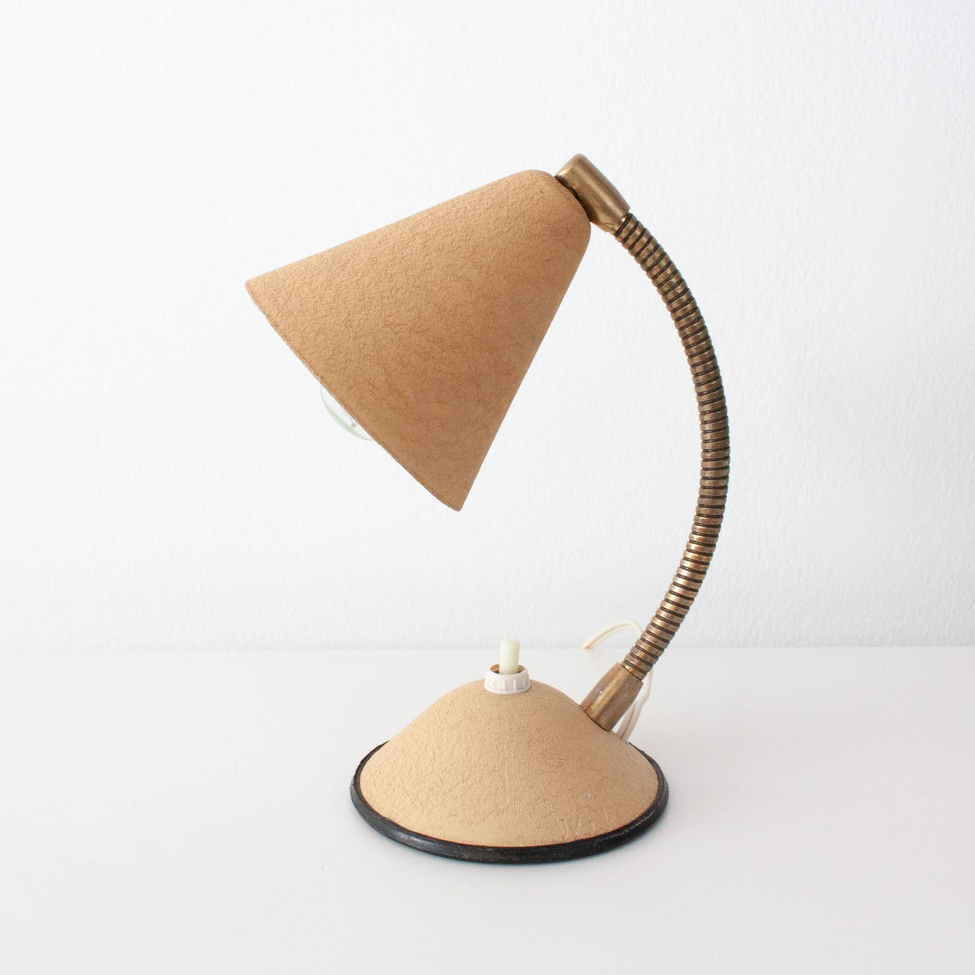 Vintage beige table lamp with gooseneck, Germany 1950s