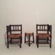 French armchair chairs and tripod stool