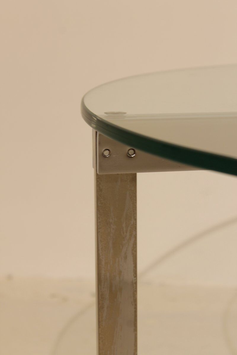 Table basse en verre et acier nickelé - Années 50/60