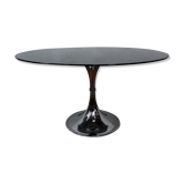 Table vintage tulipe, chrome et verre Gastone Rinaldi