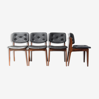 Série de 4 chaises scandinaves en skaï