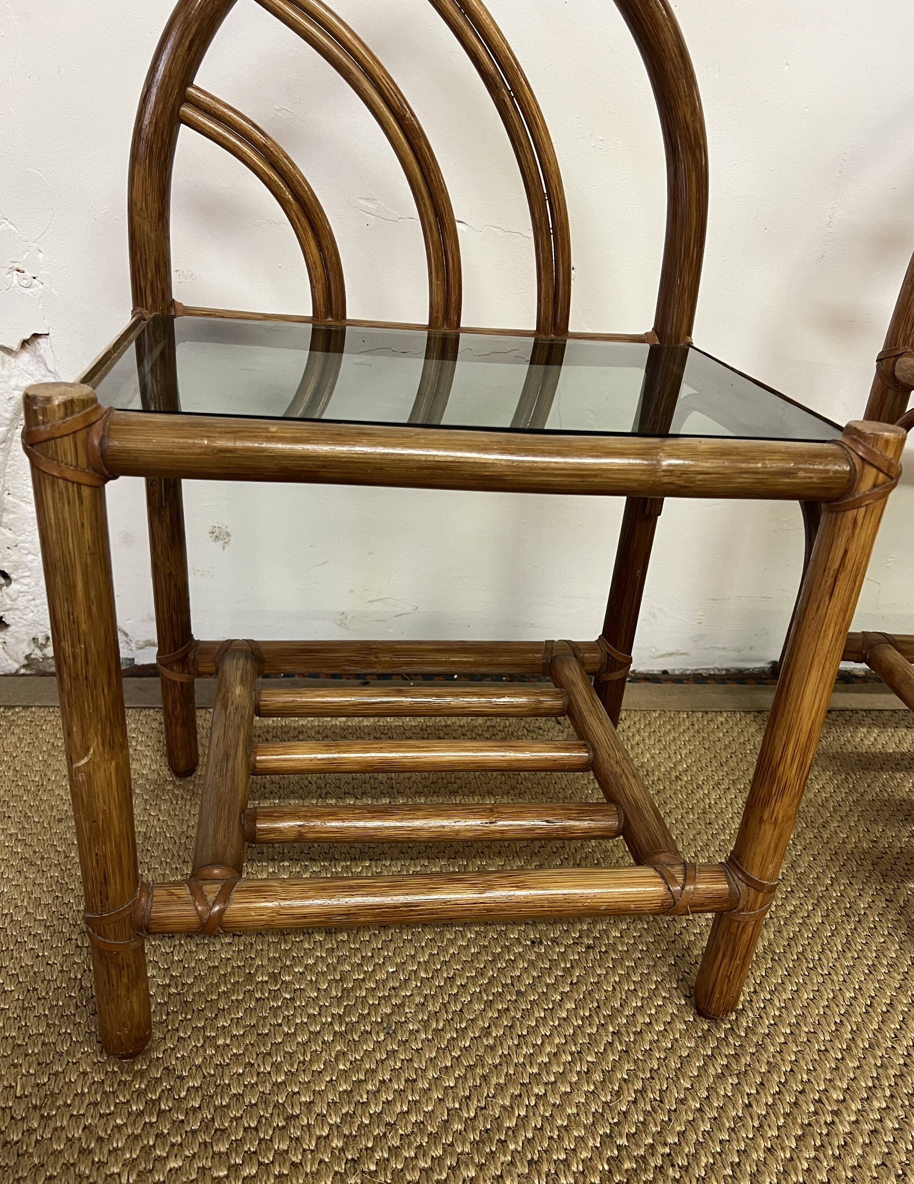 Pair of bamboo and rattan bedside tables