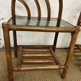 Pair of bamboo and rattan bedside tables