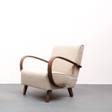 1930 Jindrich Halabala Bentwood Armchair in Beige Buckle