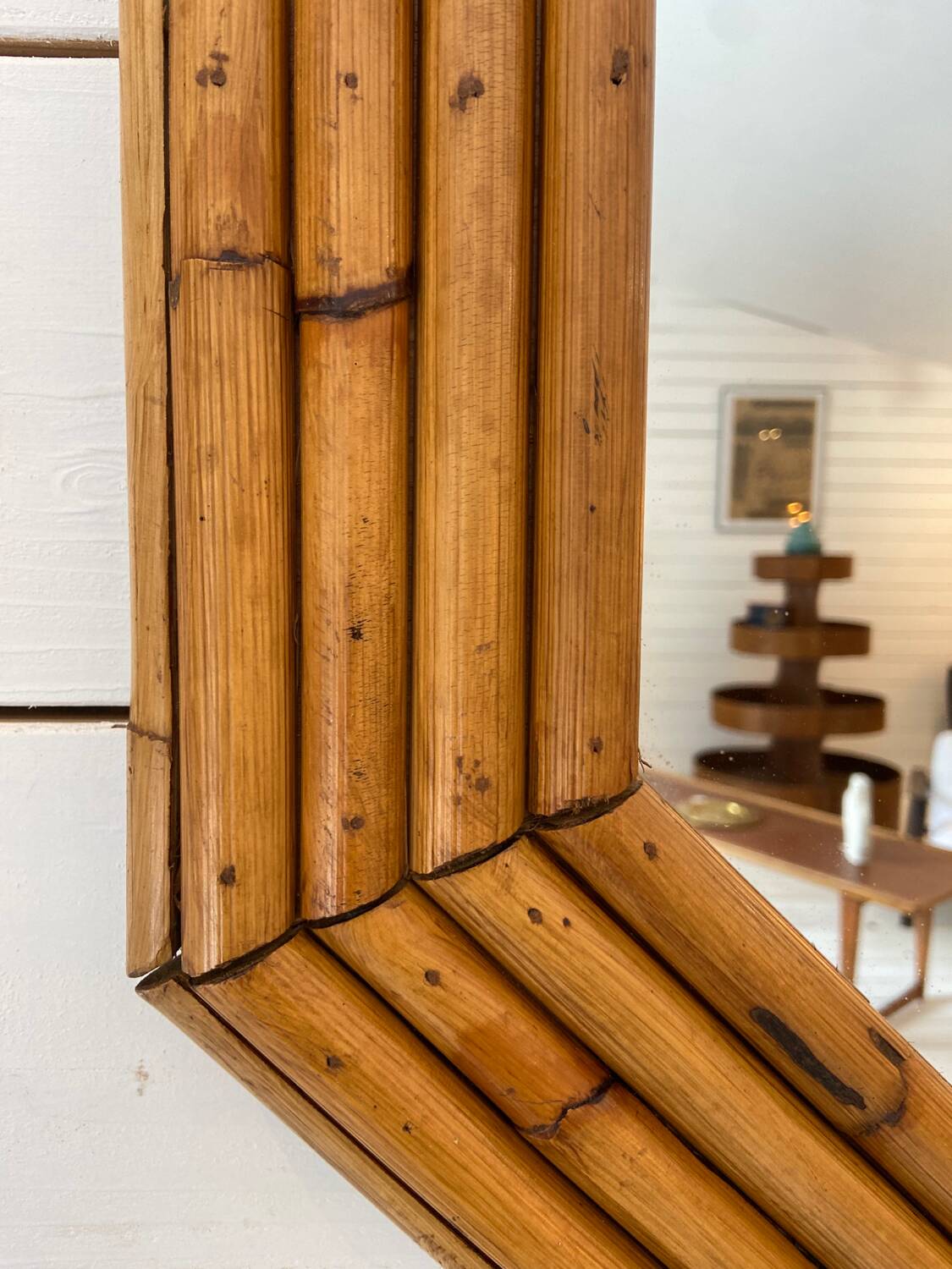 Large bamboo mirror from the 50s