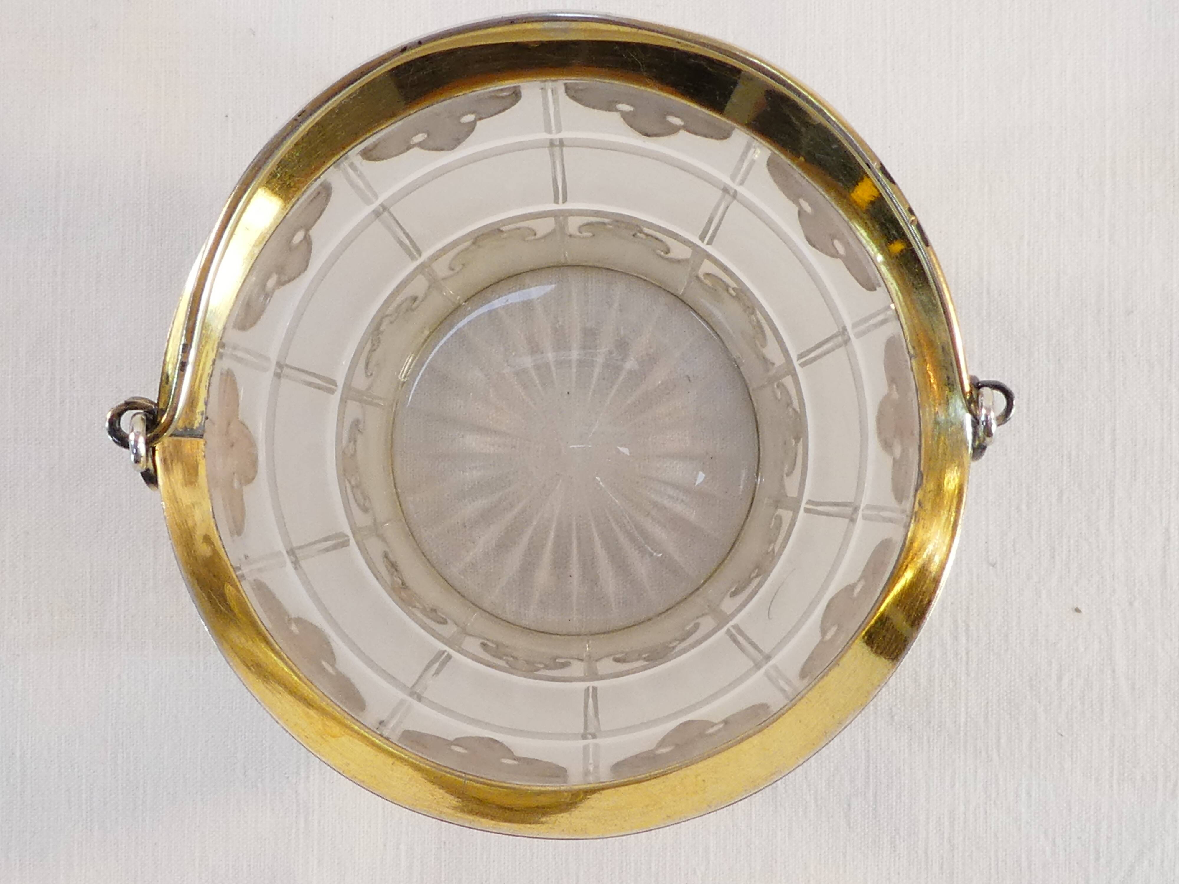 Ice bucket glacons in solid silver vermeil london 1864 victorian era