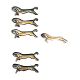 Six knife holders silver metal horse