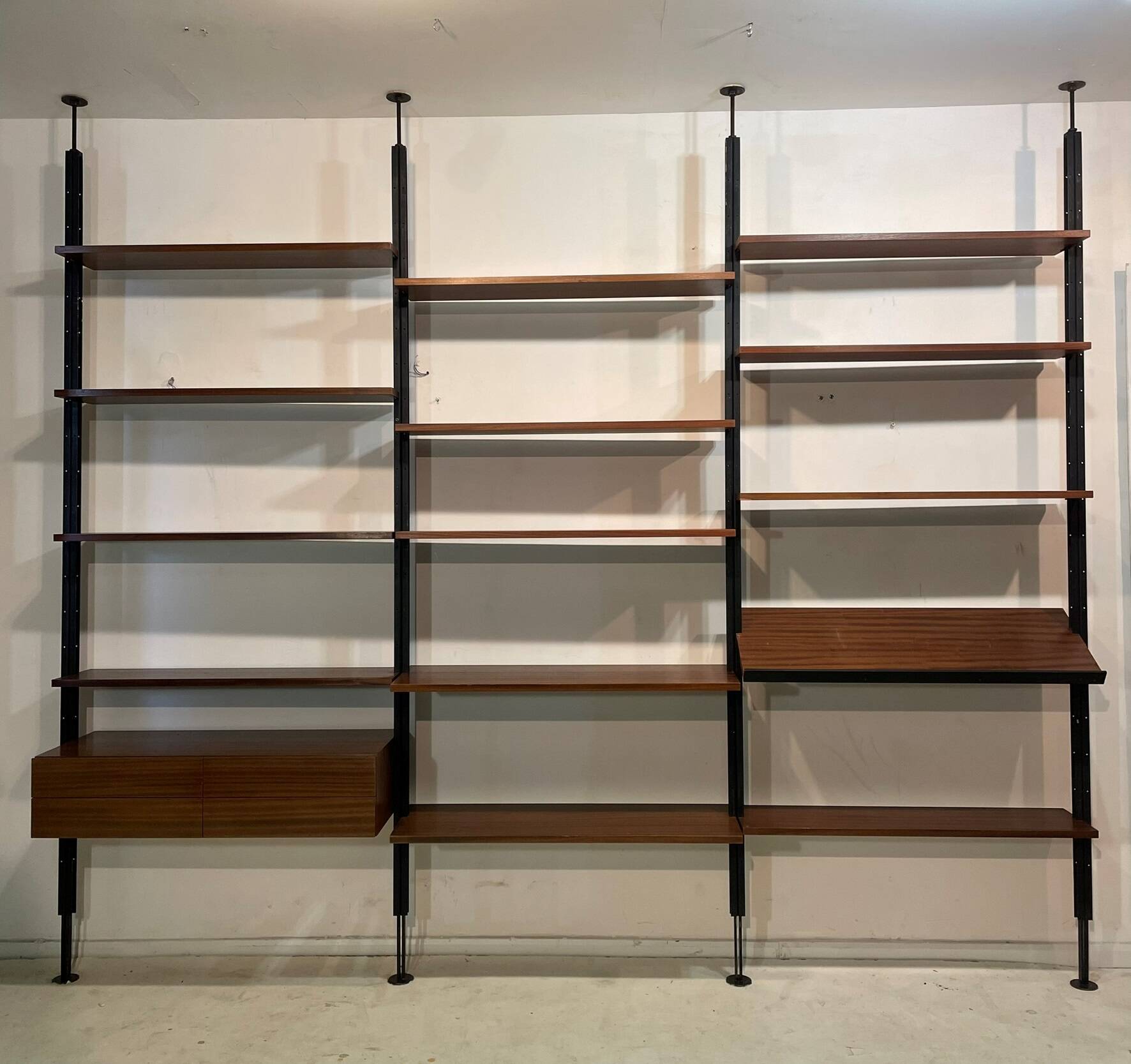 Rosewood Wall or Floor/Ceiling Bookcase